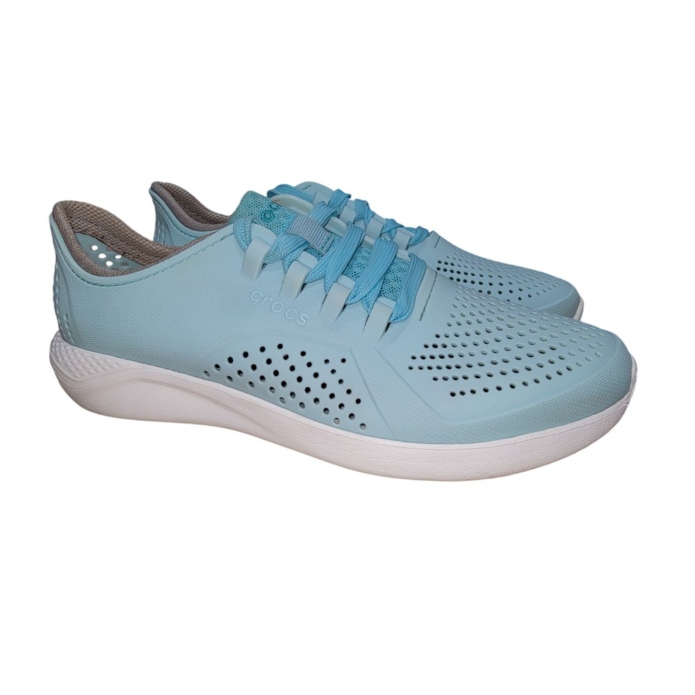 CROCS LITERIDE Pacer Women's Ice Blue/White Sport Casual Sneaker Shoes Size 9